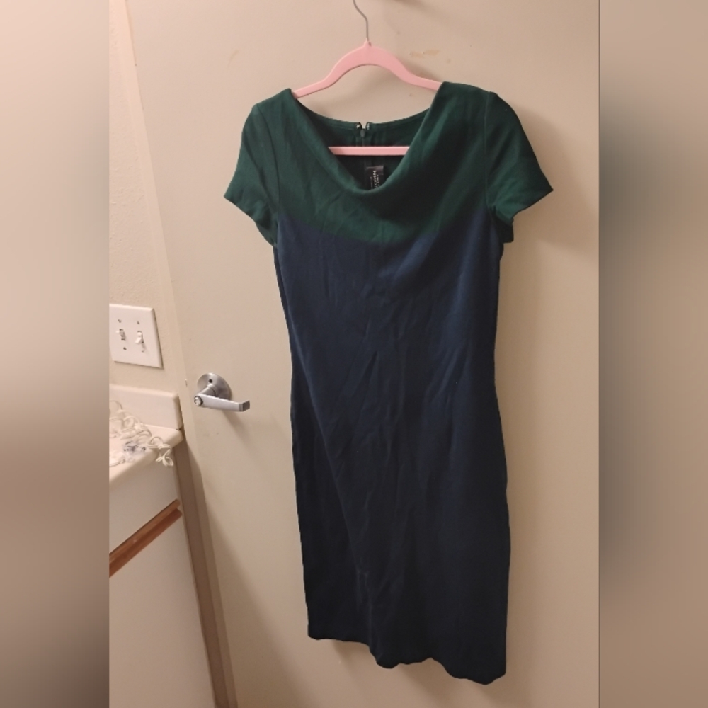 St John Womens Colorblock Cowl Neck Knit Short Sleeve Dress Sz 4